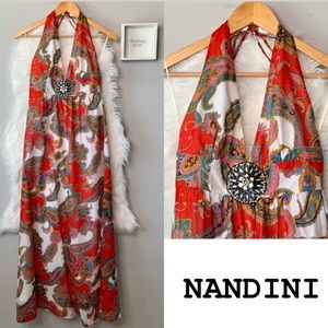 NANDINI • Maxi Halter dress With beaded medallion